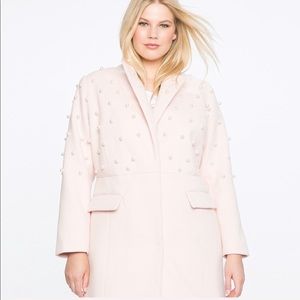 Pink Eloquii coat with pearl detail 18/20 NWOT